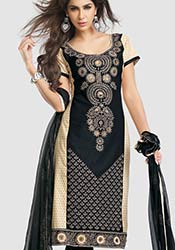 Black Cotton Churidar Suit