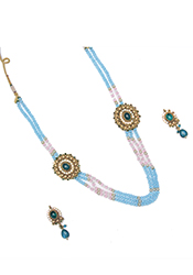Blue Beads Enhanced Necklace Set