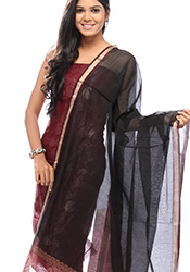 Maroon Silk Cotton Jacquard Salwar Suit