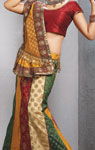 Cbazaar Multi Shade Nylon Jacquard Lehenga Saree