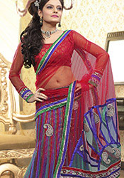 Red Net A Line Lehenga Choli