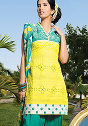 Yellow Cotton Salwar Suit
